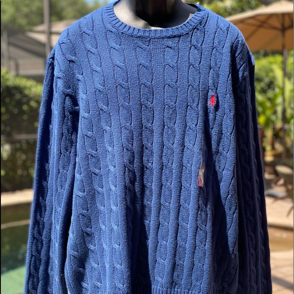 POLO RALPH LAUREN MENS CABLE‎ CREW NECK SWEATER XXL
